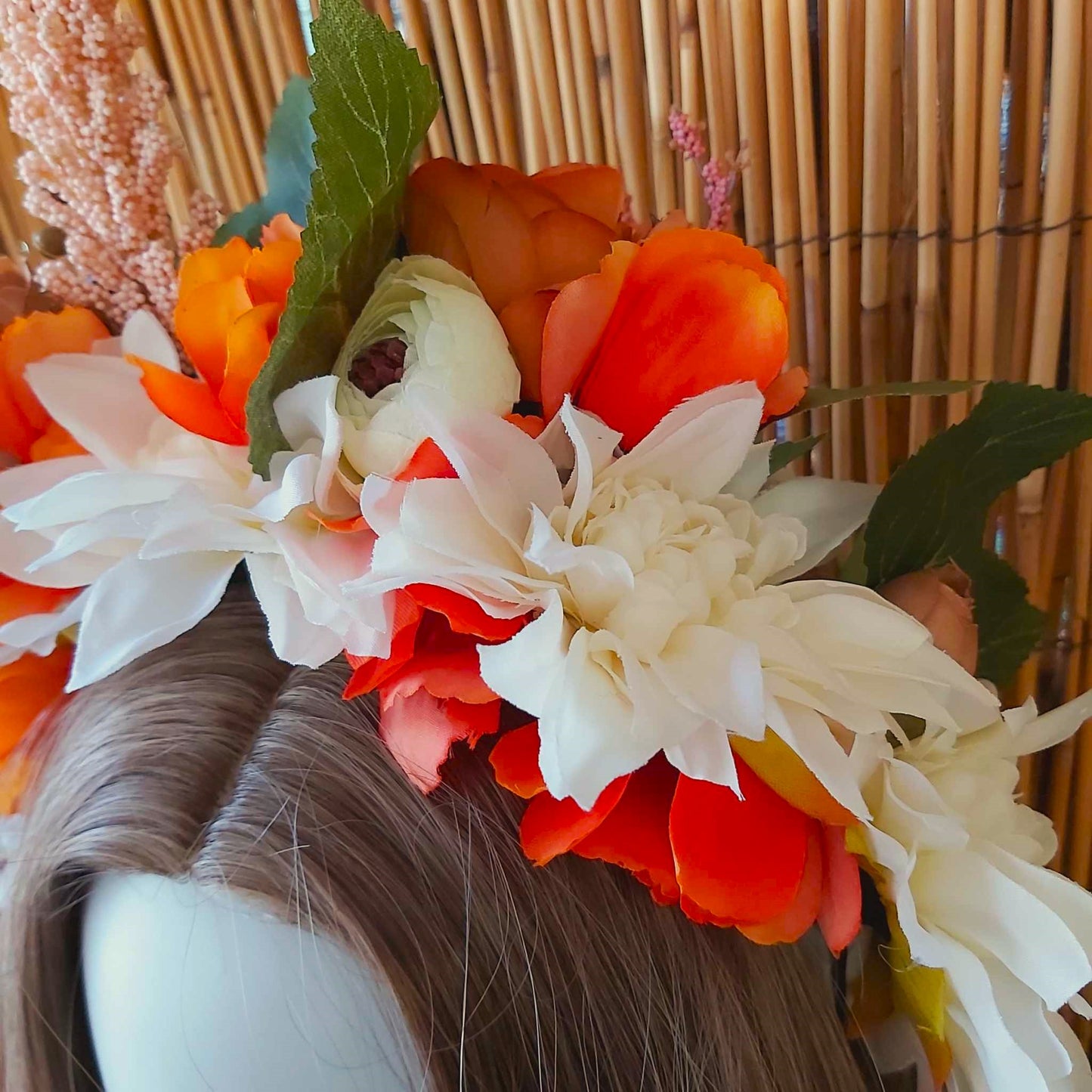 Luxury Handmade Orange Flower Headband/Headpiece