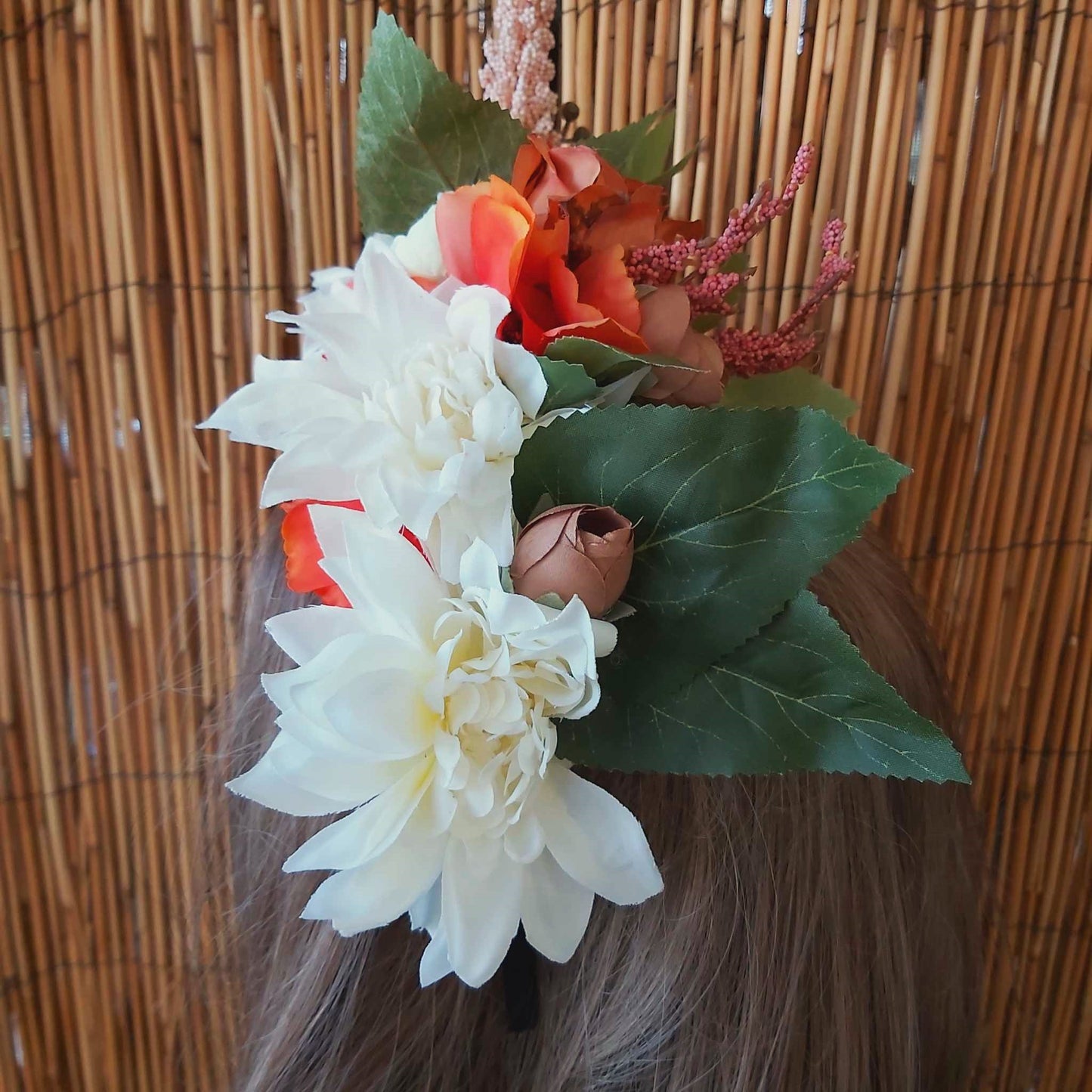 Luxury Handmade Orange Flower Headband/Headpiece