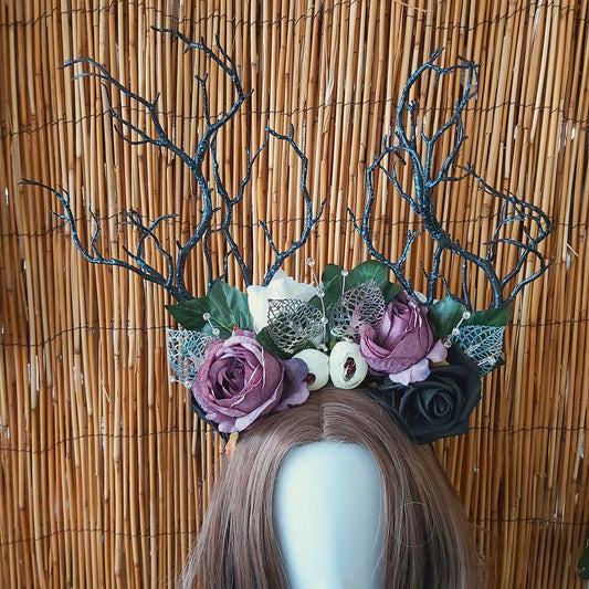 Luxury Handmade Black Flower Headband/Headpiece