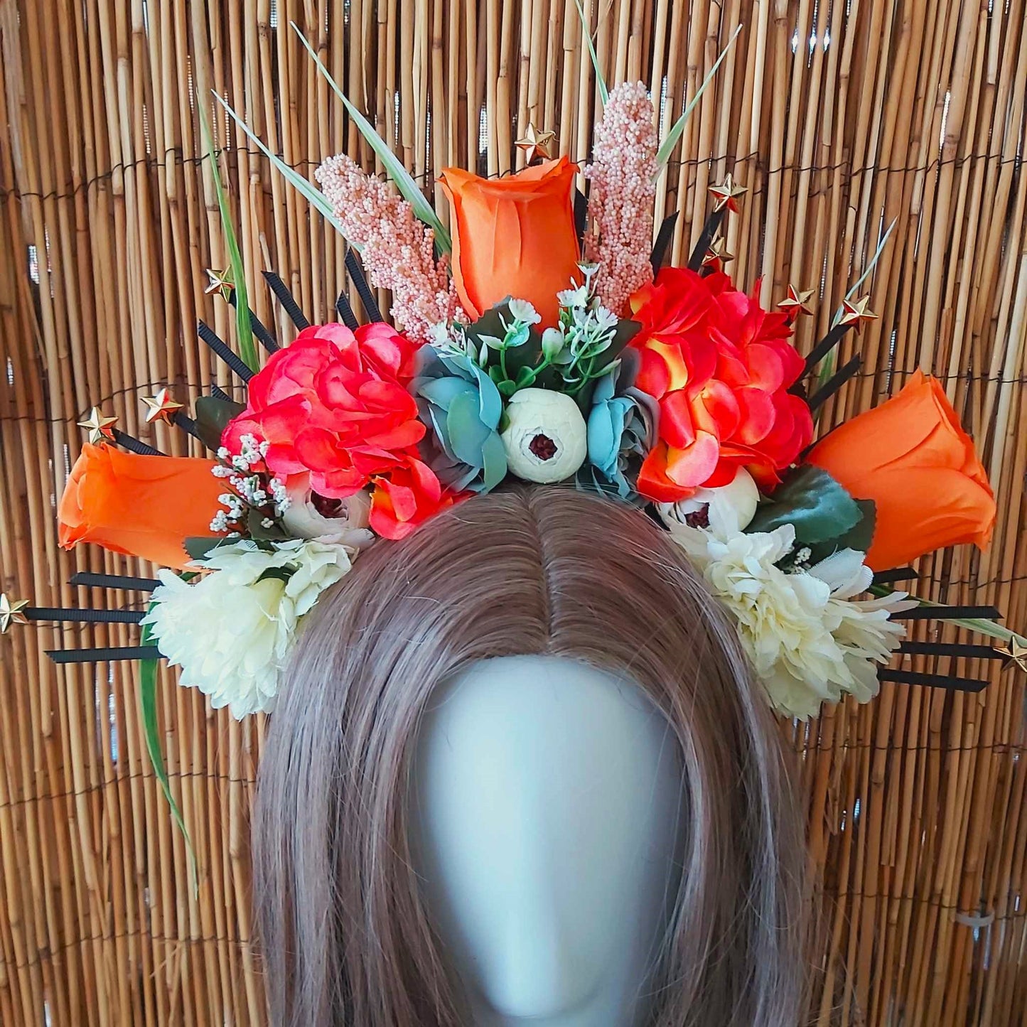 Luxury Handmade Orange Flower Headband/Headpiece