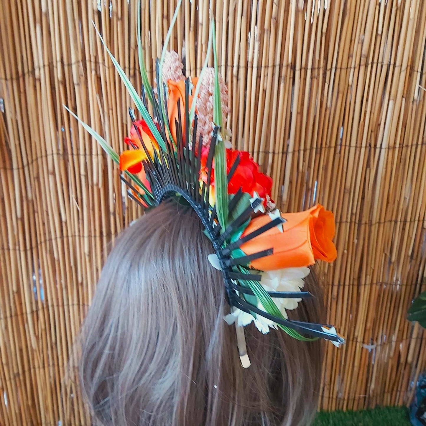 Luxury Handmade Orange Flower Headband/Headpiece