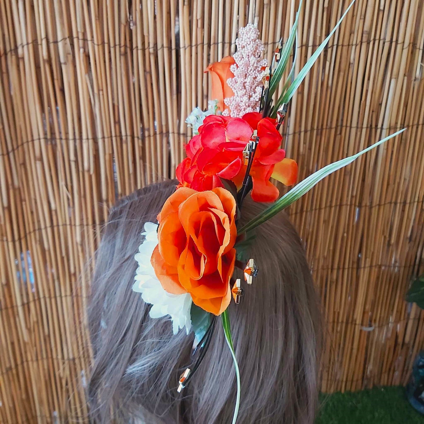 Luxury Handmade Orange Flower Headband/Headpiece