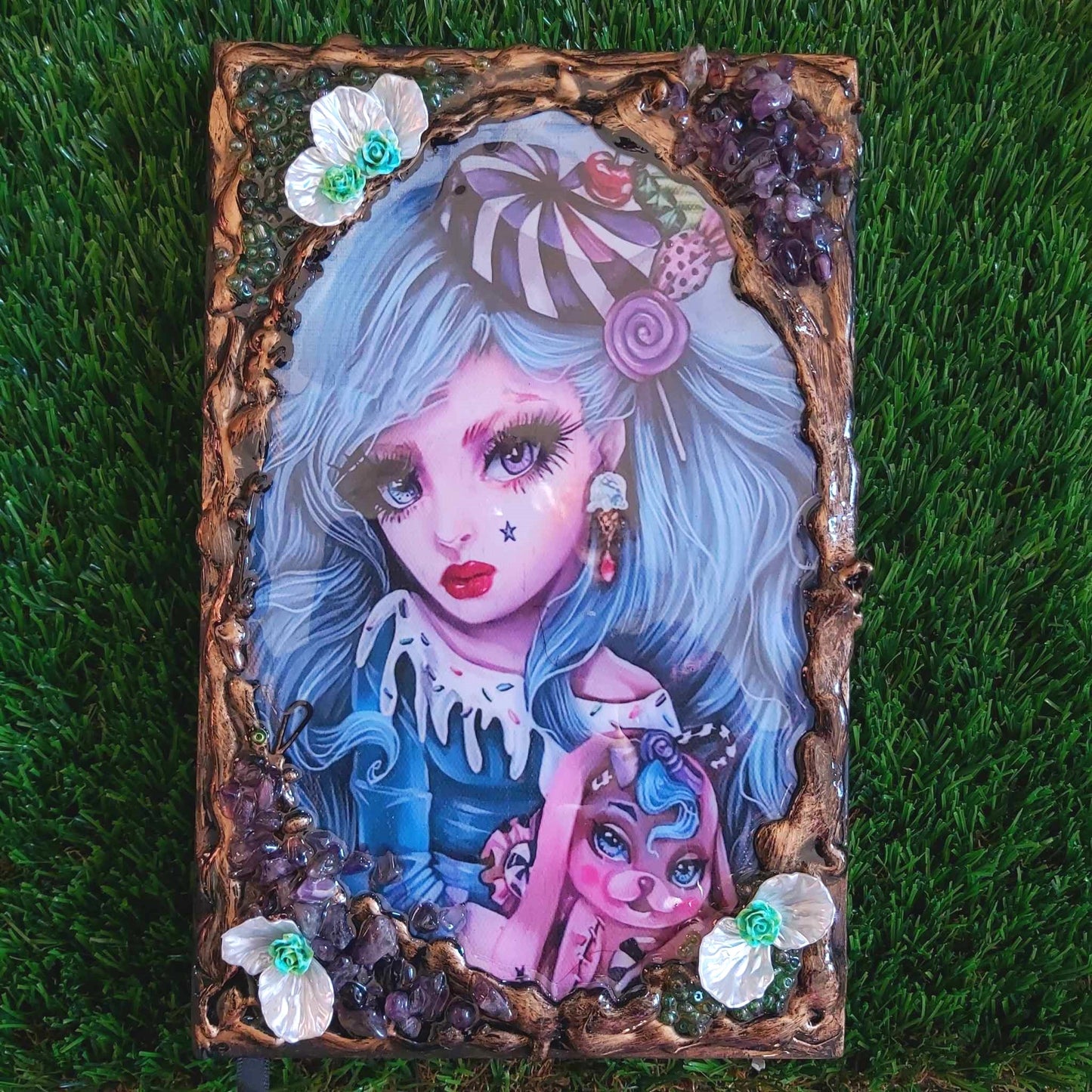 Handmade Amethyst Gemstone Journal Diary Notebook