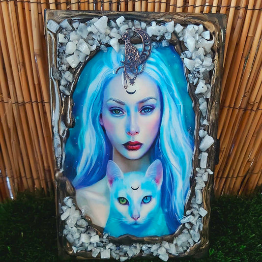 Handmade Crystal Journal Diary Notebook with Moonstone