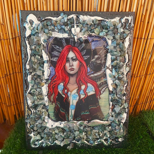 A4 Handmade Crystal Journal Diary Notebook with Moss Agate