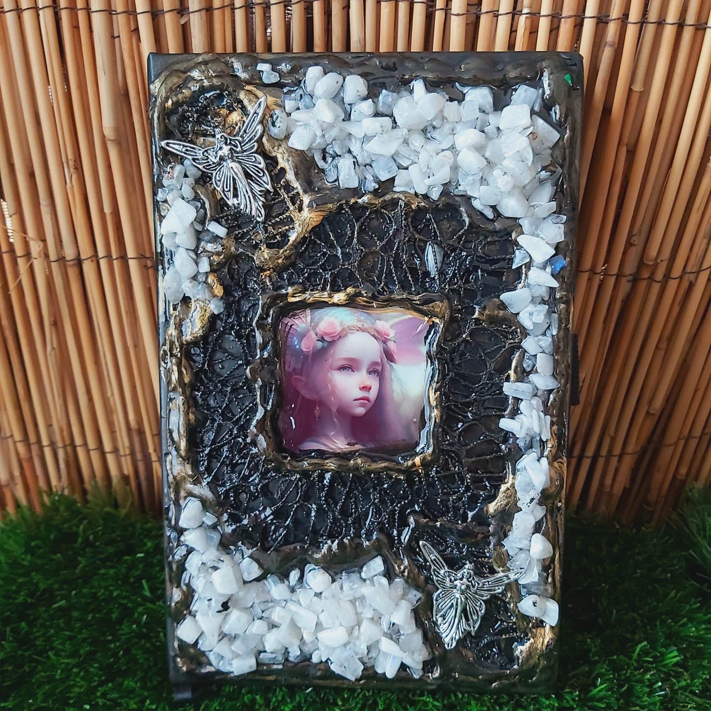 Handmade Rainbow Moonstone Crystal Journal Notebook