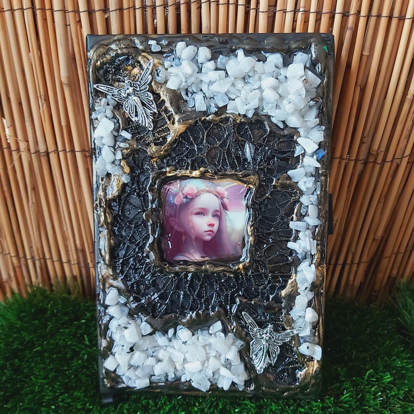 Handmade Rainbow Moonstone Crystal Journal Notebook