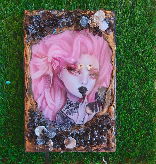 Handmade Gemstone Journal Diary Notebook with Smokey Quartz