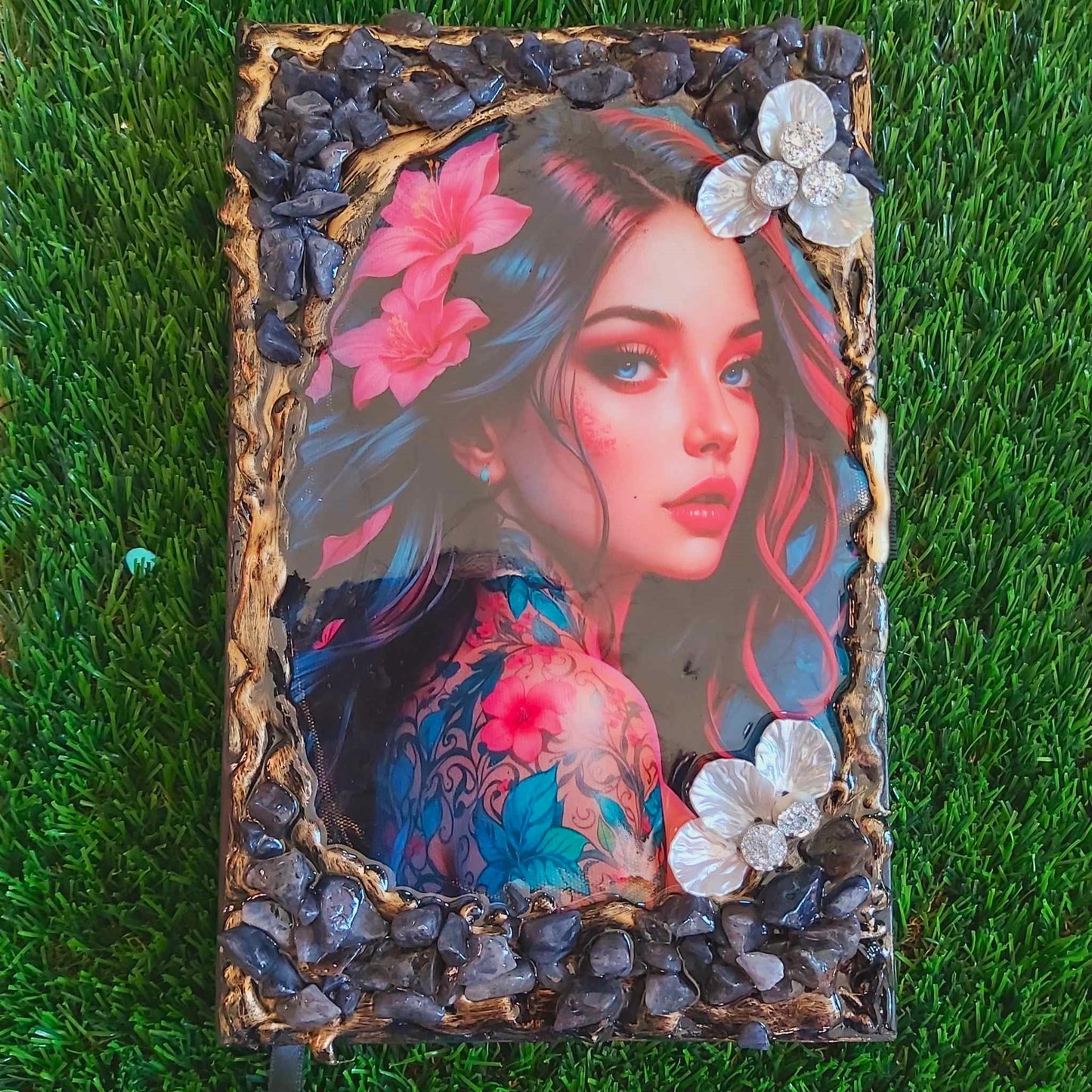 Handmade Gemstone Journal Diary Notebook with Blue Aventurine