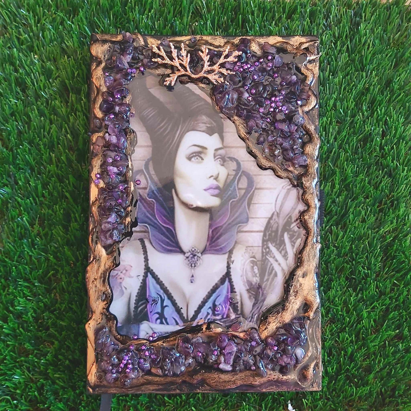 Handmade Gemstone Journal -Diary-Notebook with Amethyst