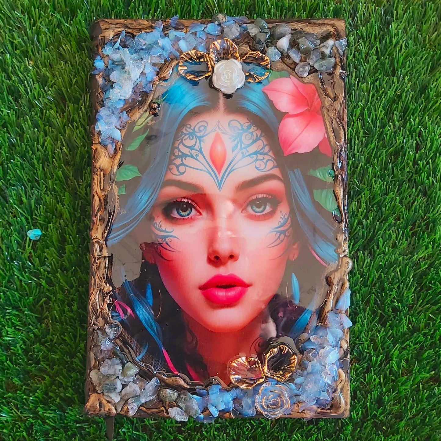 Handmade Gemstone Journal Diary Notebook with Opalite