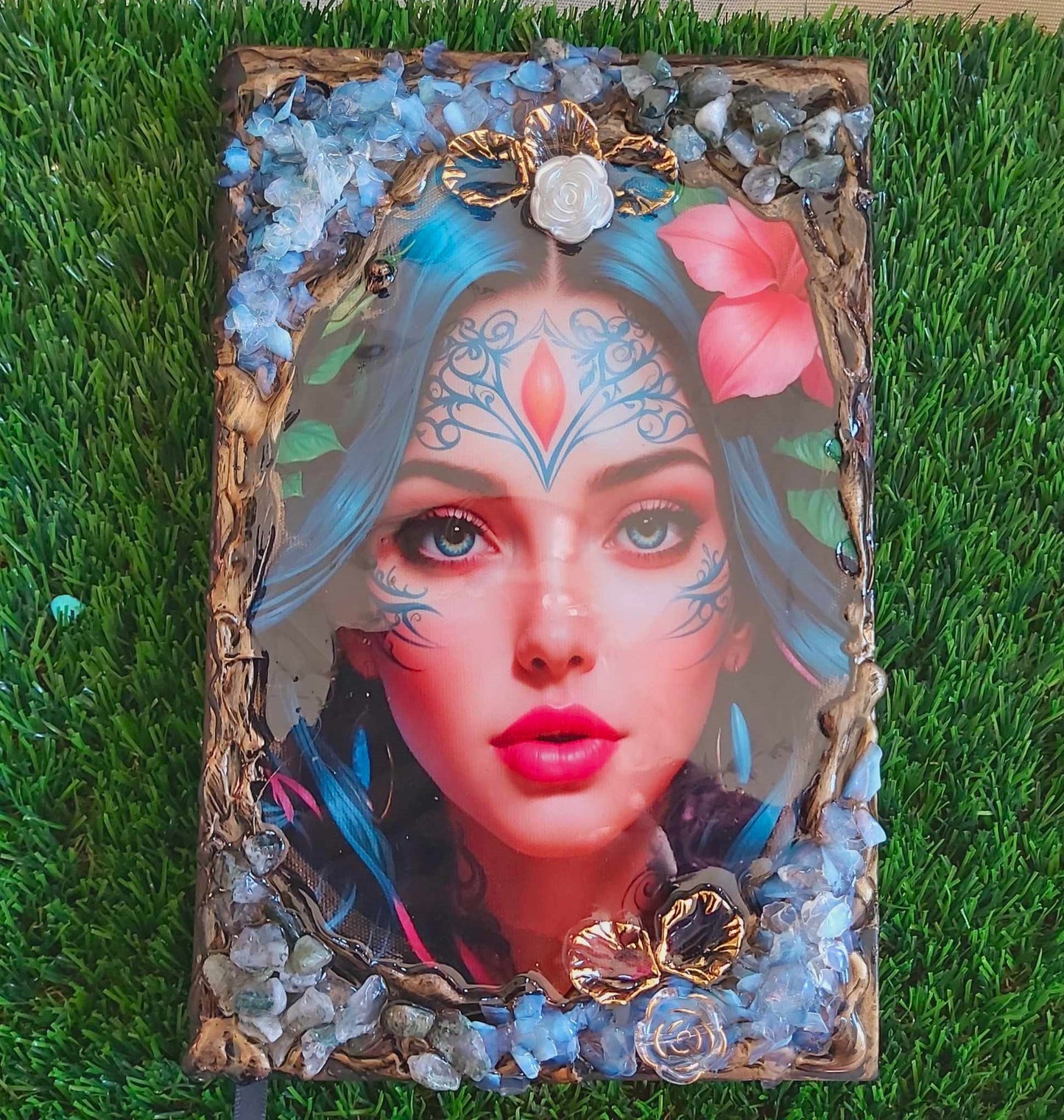 Handmade Gemstone Journal Diary Notebook with Opalite