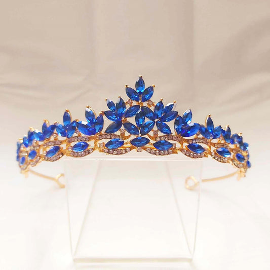 Blue Rhinestones Crown Tiara Baroque (CR21)