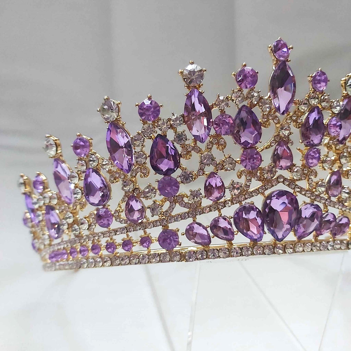 Purple Rhinestones Crown Tiara Baroque (CR25)