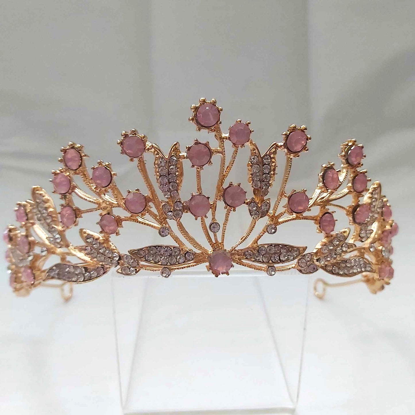 Pink Rhinestones Crown Tiara Baroque (CR28)