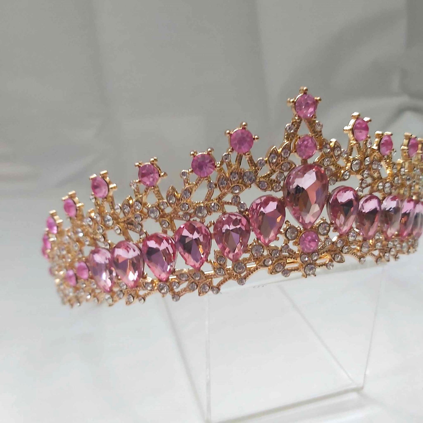Pink Rhinestones Crown Tiara Baroque (CR29)