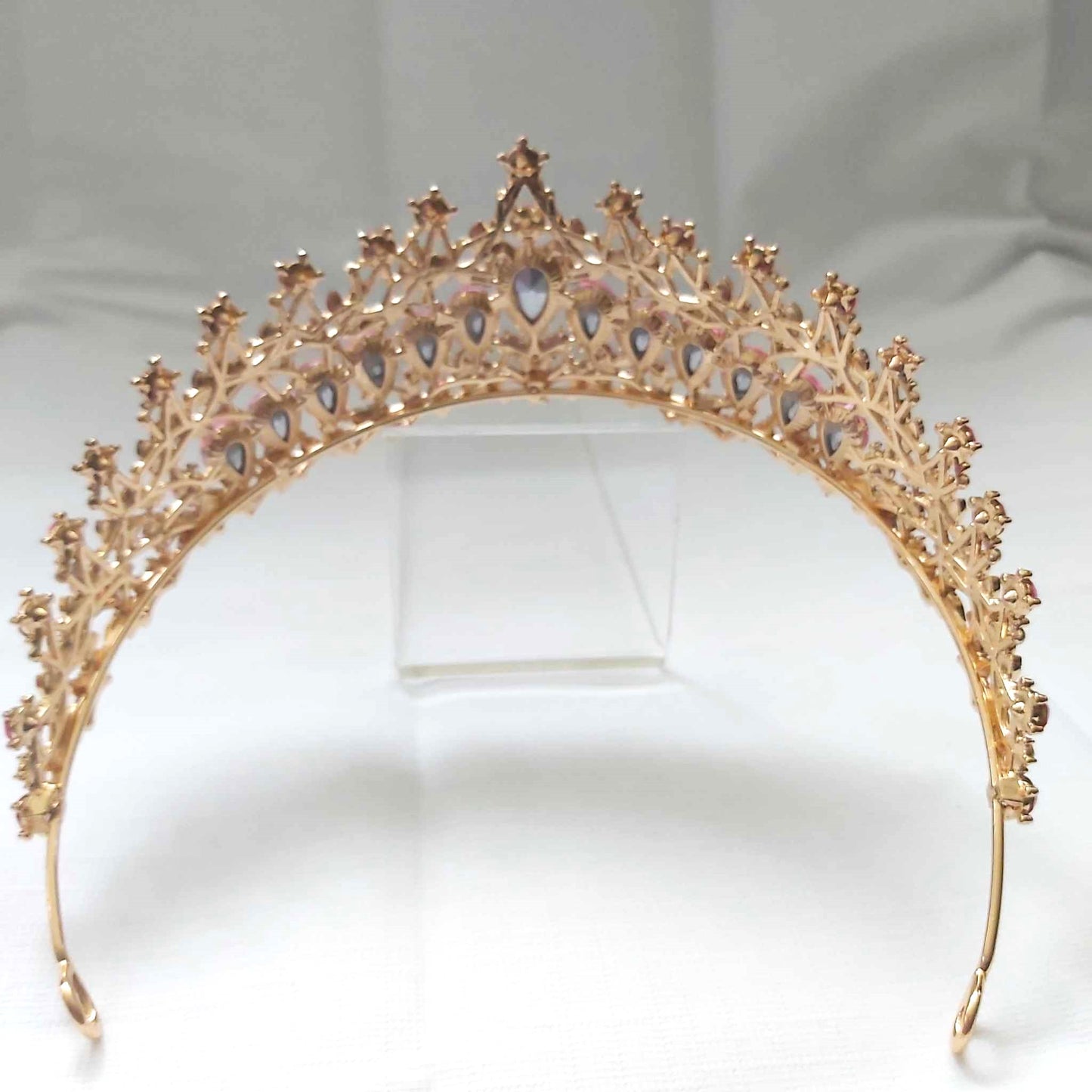 Pink Rhinestones Crown Tiara Baroque (CR29)