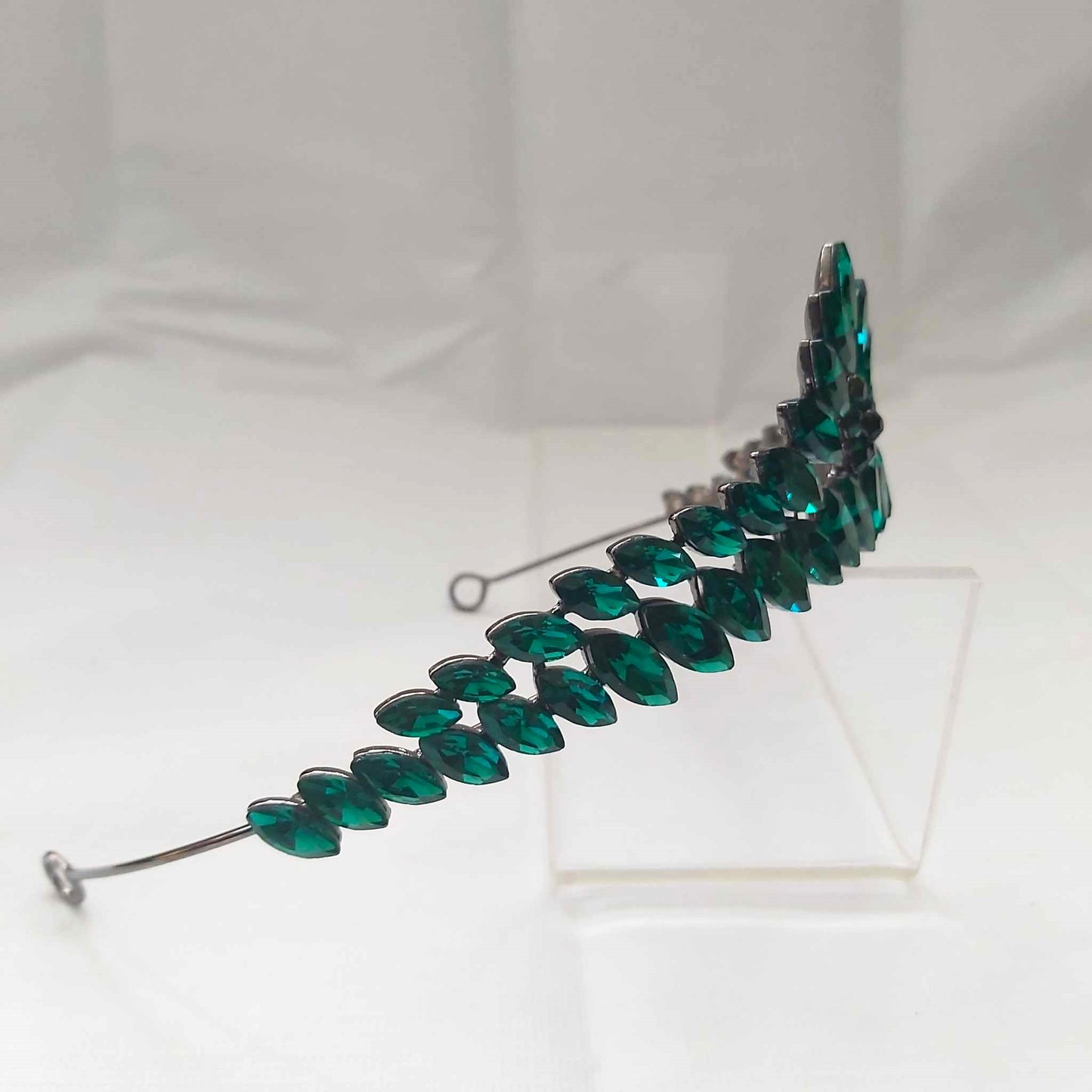 Green Rhinestones Crown Tiara Baroque (CR30)