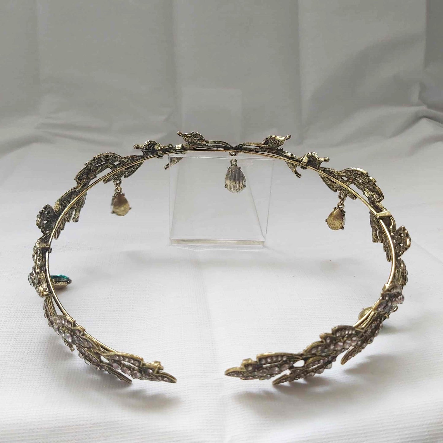 Green Rhinestones Crown Tiara Baroque (CR33)