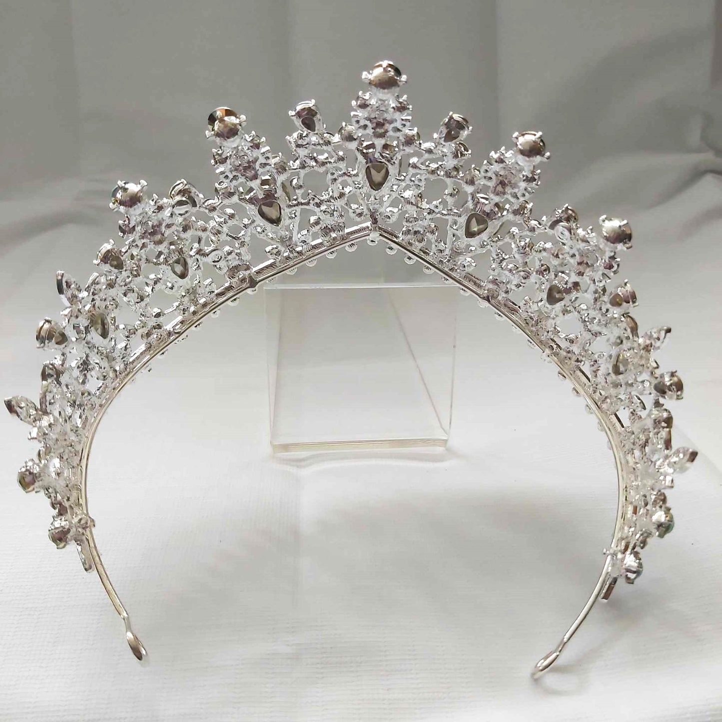Green Rhinestones Crown Tiara Baroque (CR39)
