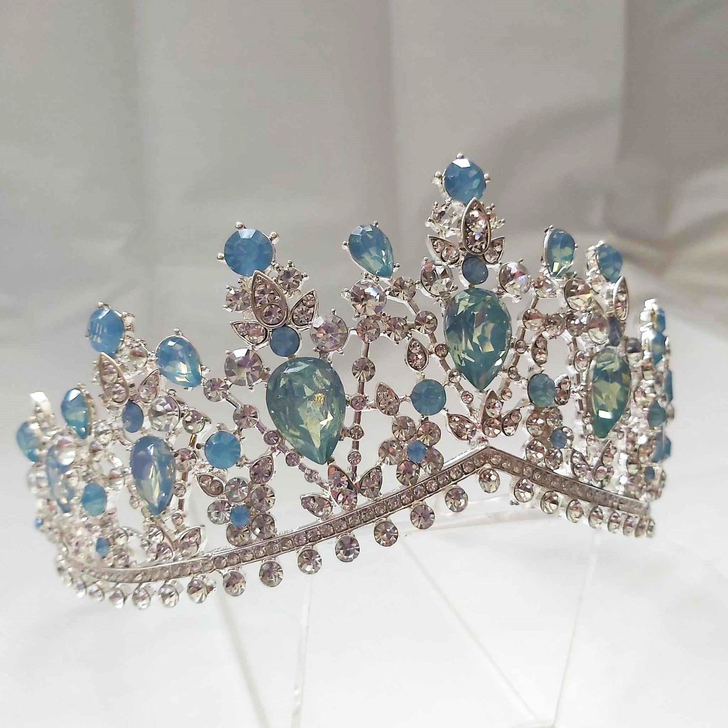 Blue Rhinestones Crown Tiara Baroque (CR41)
