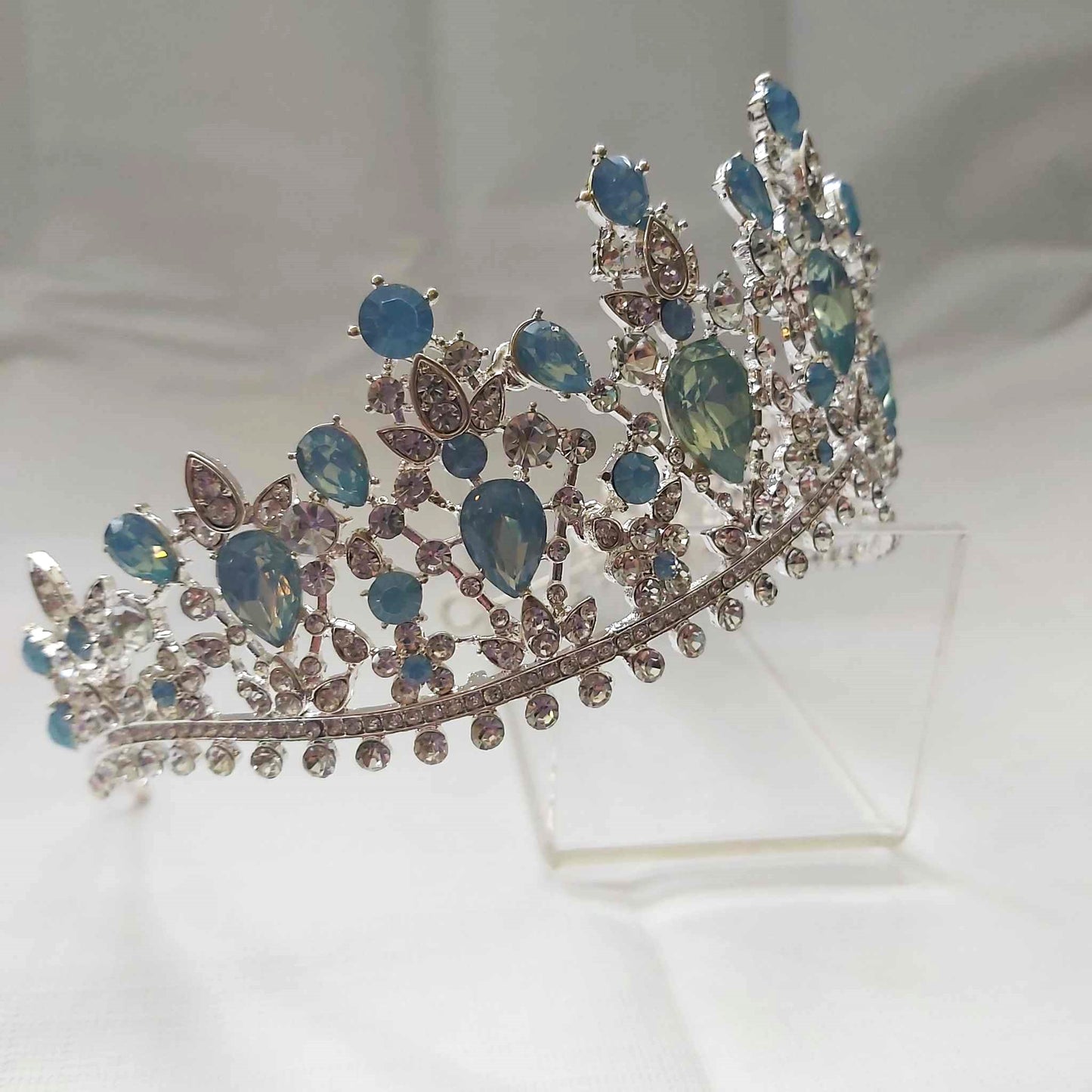 Blue Rhinestones Crown Tiara Baroque (CR41)