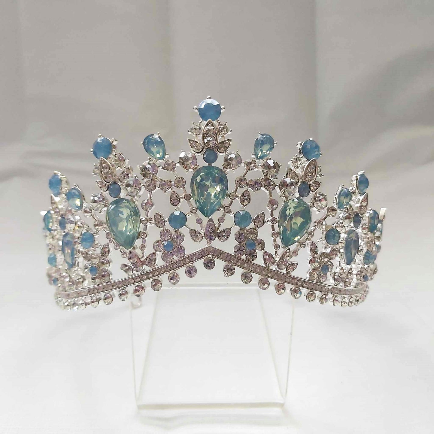Blue Rhinestones Crown Tiara Baroque (CR41)