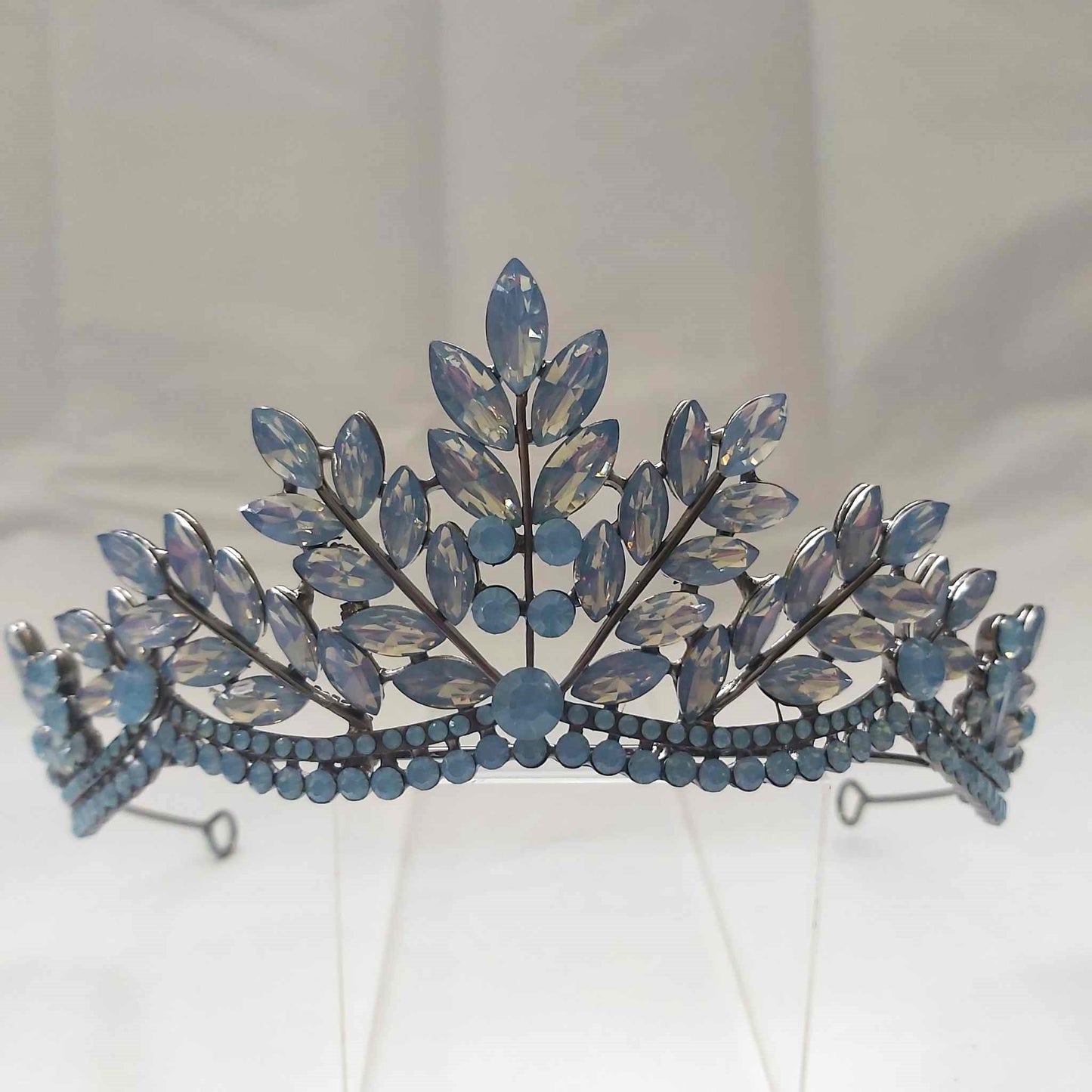 Blue Rhinestones Crown Tiara Baroque (CR42)