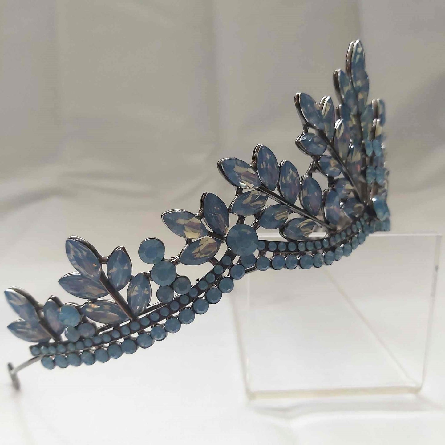 Blue Rhinestones Crown Tiara Baroque (CR42)