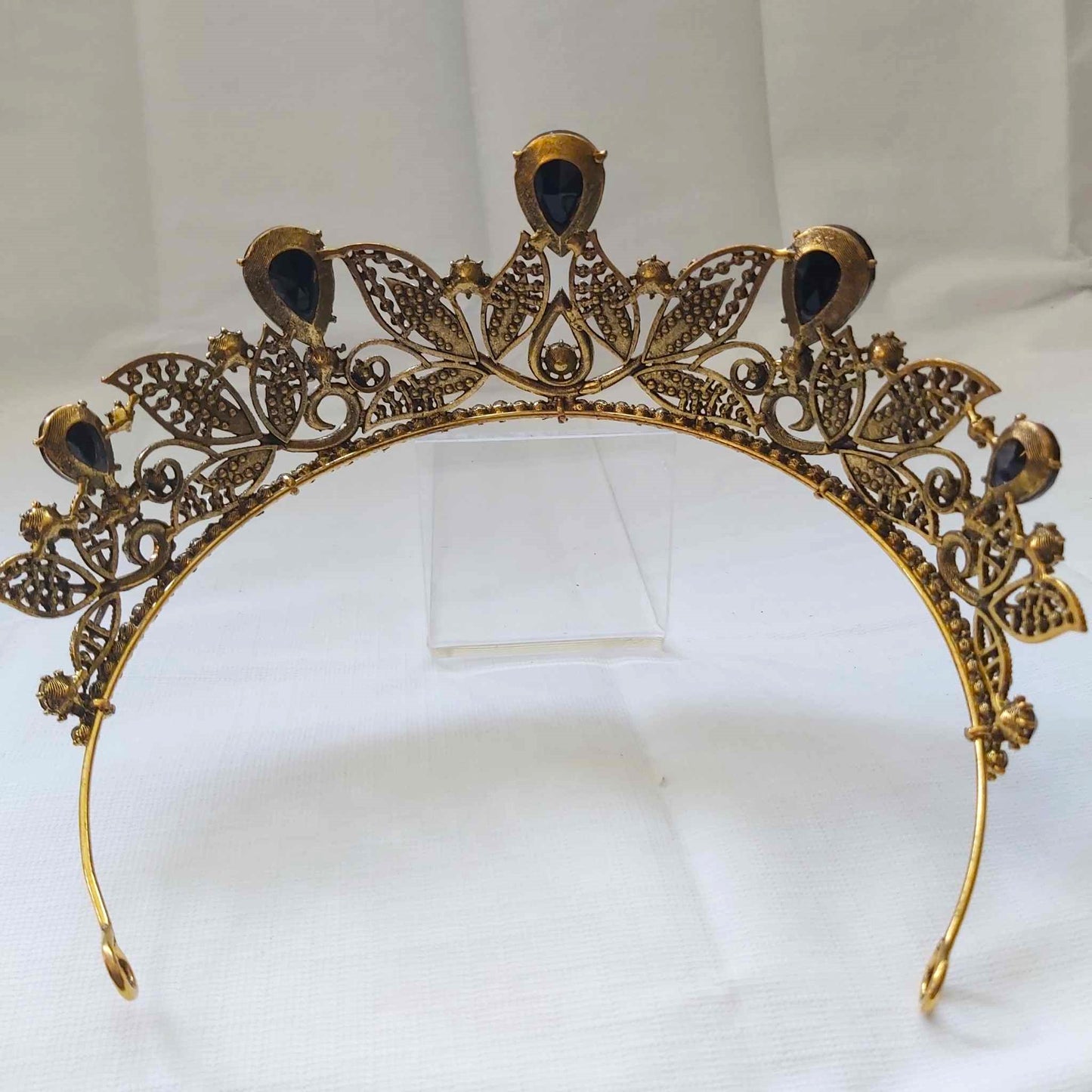 Black Rhinestones Crown Tiara Baroque (CR45)