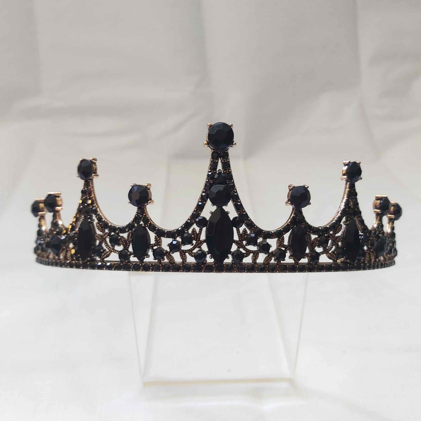 Black Rhinestones Crown Tiara Baroque (CR48)