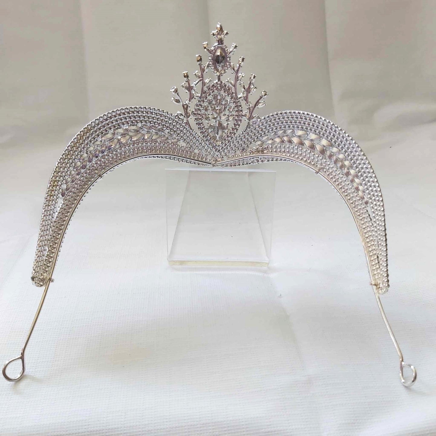 Silver Rhinestones Crown Tiara Baroque (CR49)