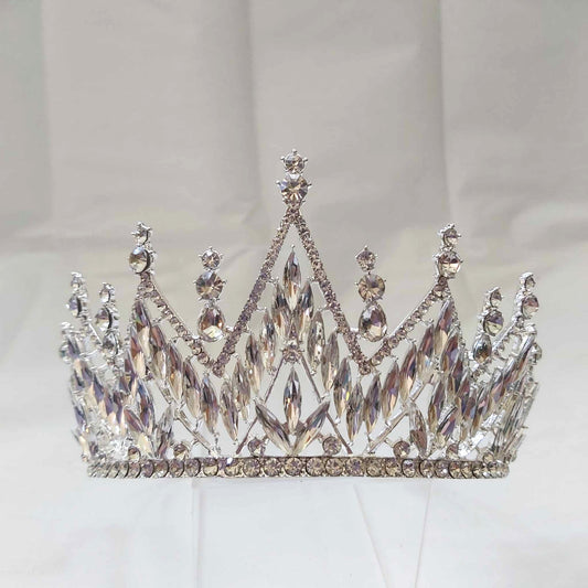Silver Rhinestones Crown Tiara Baroque (CR50)