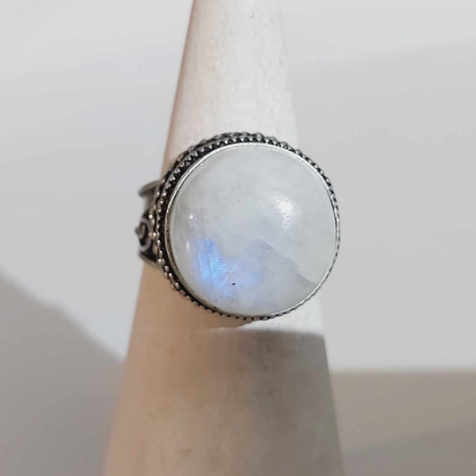 Free Spirit Rainbow Moonstone Ring Size US 8.5 (E1678)