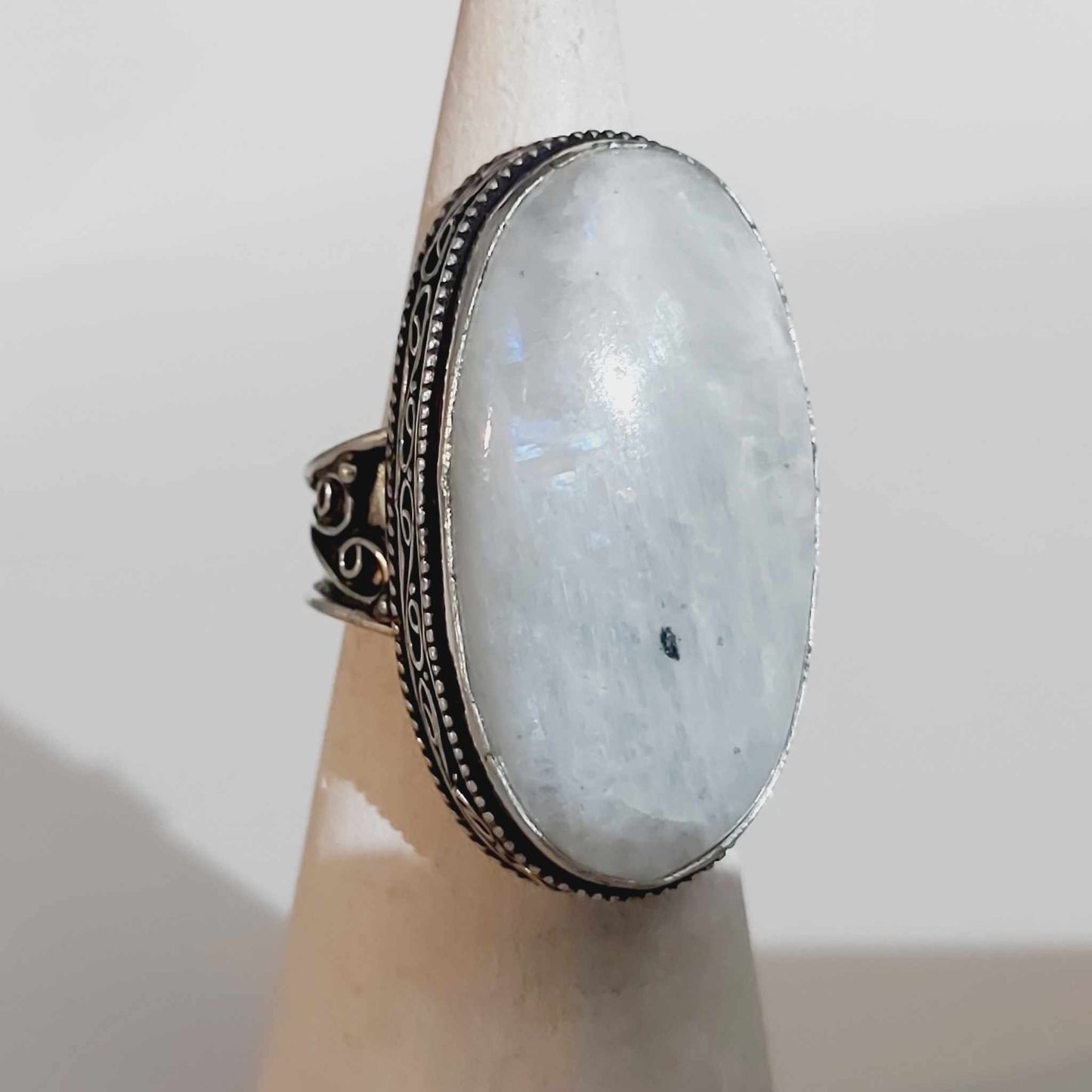 Free Spirit Rainbow Moonstone Ring Size US 8.5 (E1679)