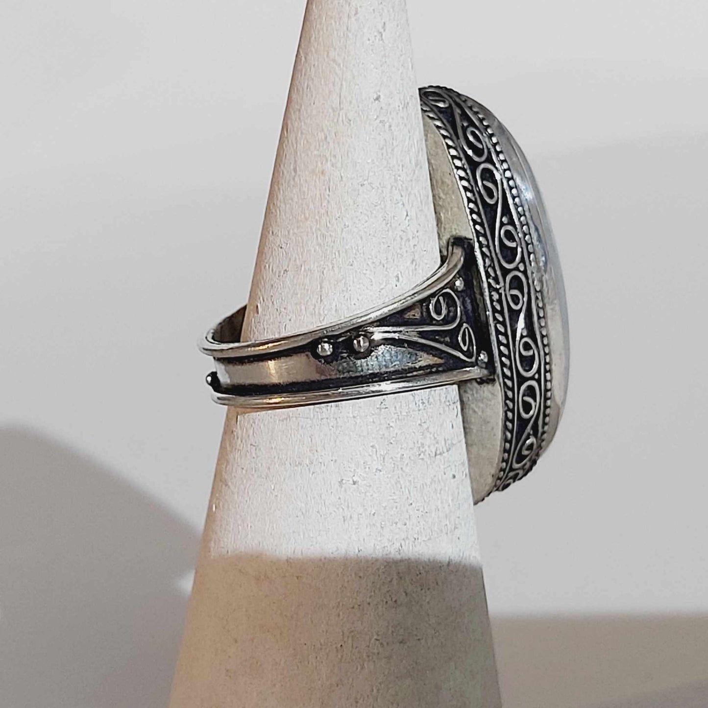 Free Spirit Rainbow Moonstone Ring Size US 8.5 (E1679)