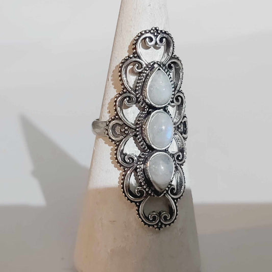 Free Spirit Rainbow Moonstone Ring Size US 9.5 (E1681)
