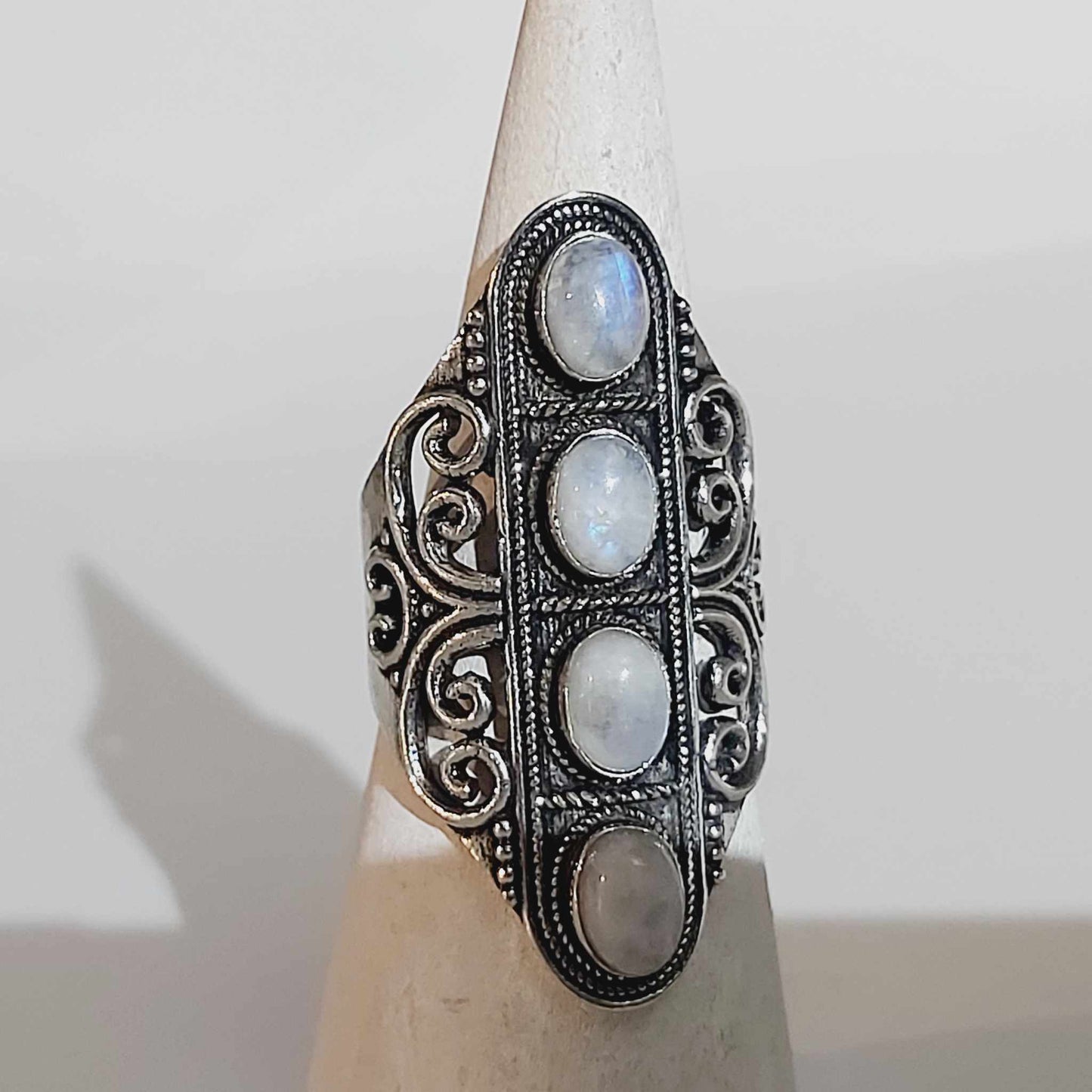 Free Spirit Rainbow Moonstone Ring Size US 9.5 (E1684)