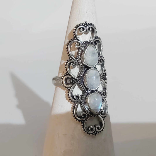 Free Spirit Rainbow Moonstone Ring Size US 9.5 (E1685)