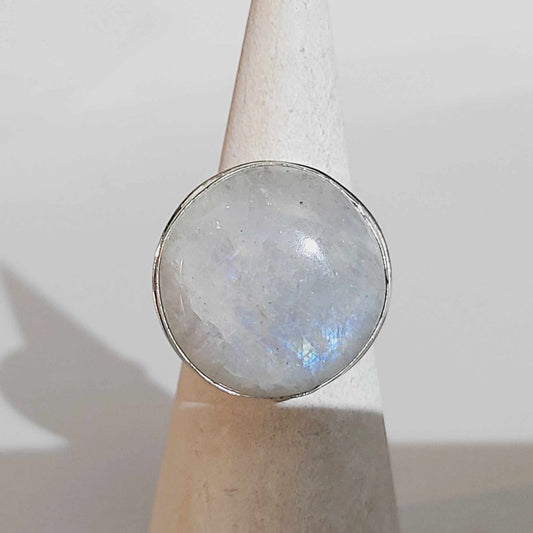 Free Spirit Rainbow Moonstone Ring Size US 10 (E1686)