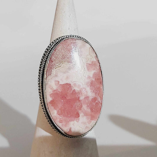 Rhodochrosite Love Ring Size US 8 (E1721)