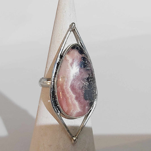 Rhodochrosite Love Ring Size US 8 (E1722)