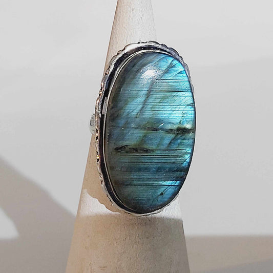 Labradorite Protection Gemstone Ring US 6 or UK L (E1726)