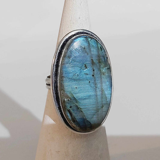 Labradorite Protection Gemstone Ring US 8 or UK P (E1732)