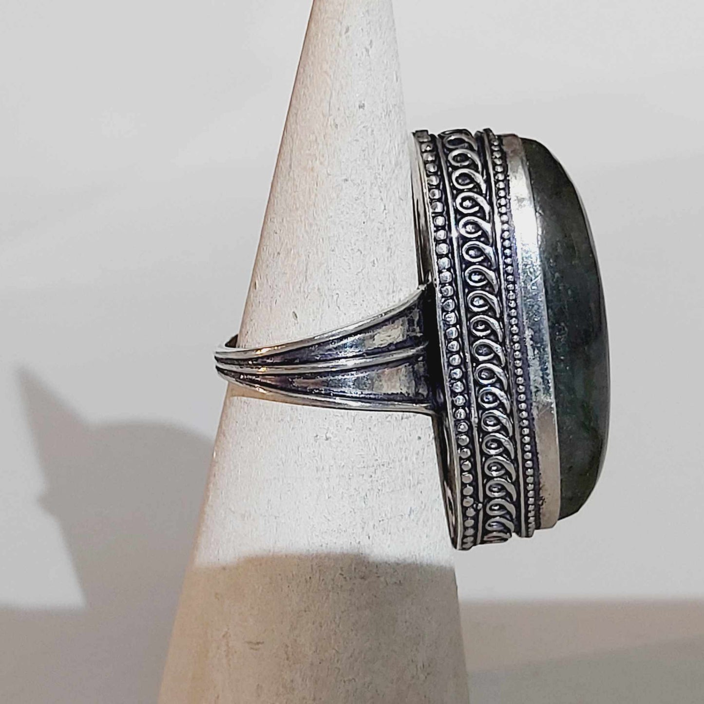 Labradorite Protection Gemstone Ring US 8.5 or UK Q (E1733)