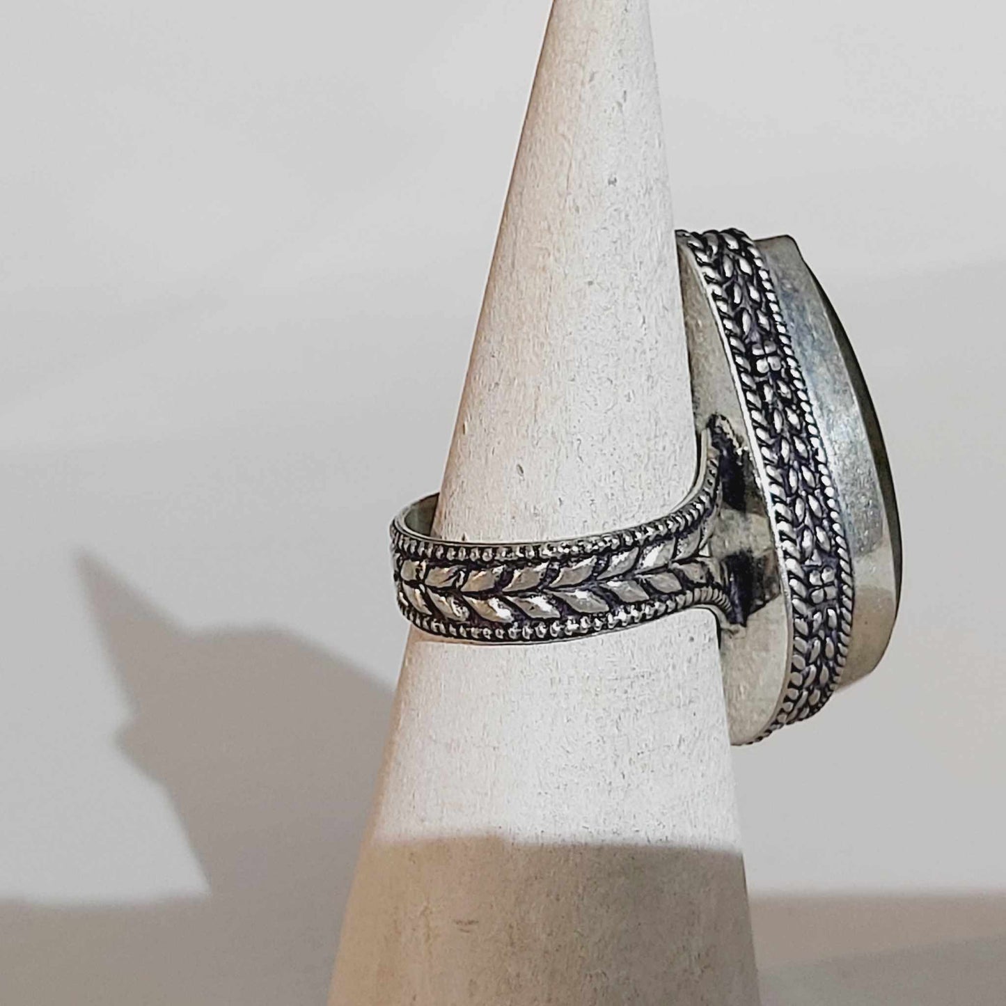 Labradorite Protection Gemstone Ring US 8.5 or UK Q (E1735)