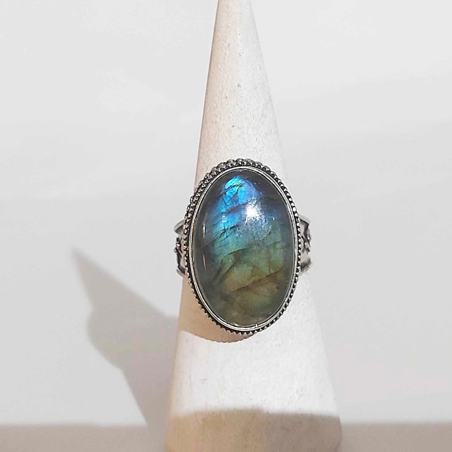 Labradorite Protection Gemstone Ring US 9.5 or UK R (E1737)