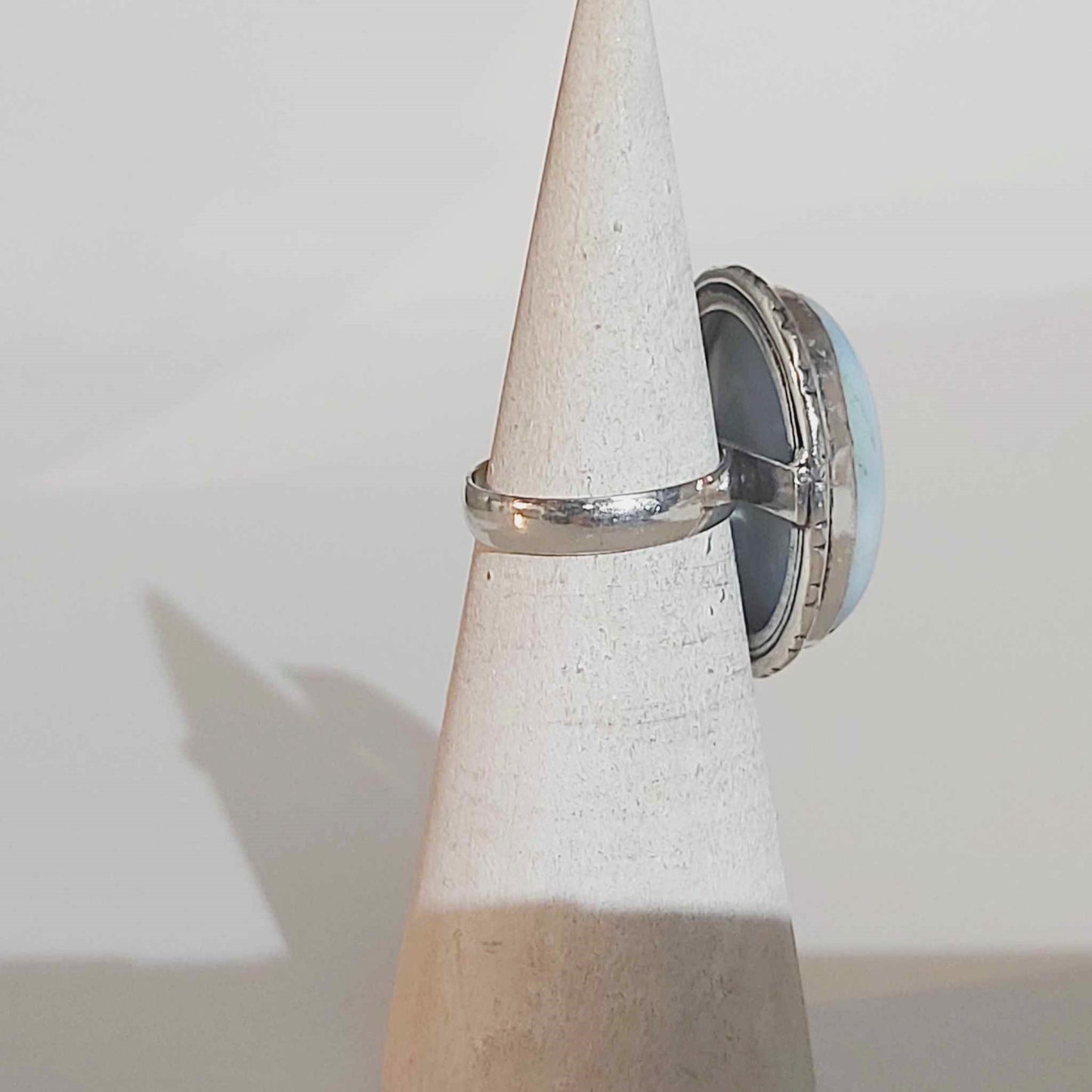 Owyhee Blue Opal Angelic Gemstone Ring US 6 or UK L (E1739)