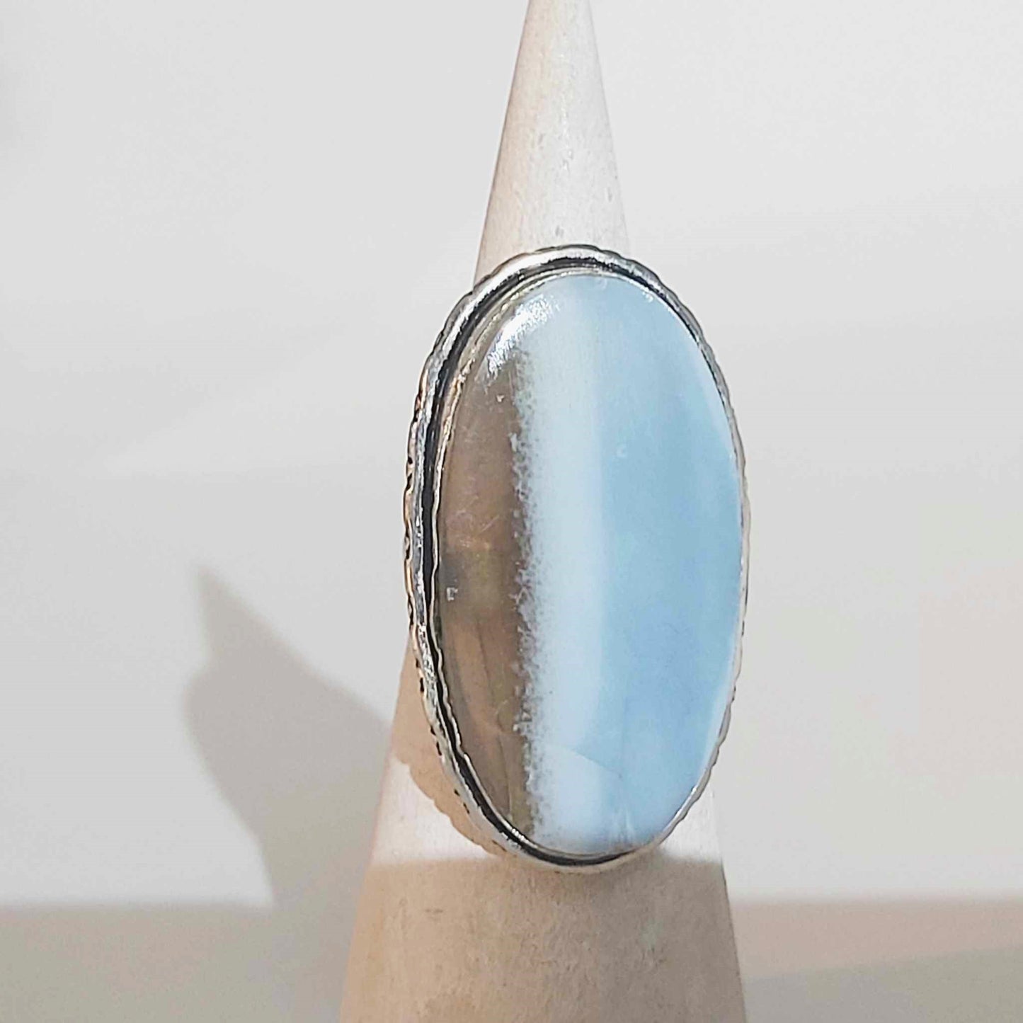 Owyhee Blue Opal Angelic Gemstone Ring US 8 or UK P (E1752)