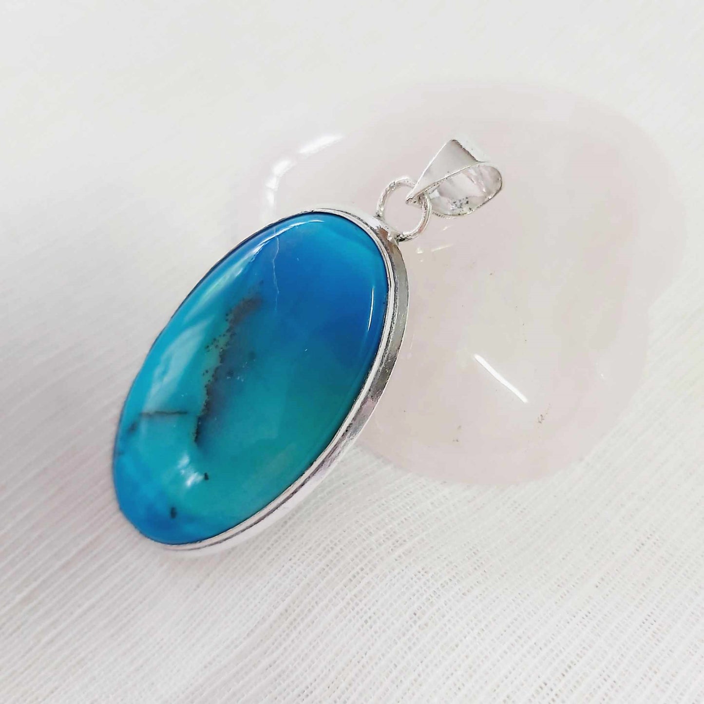 Dendritic Opal Gemstone Crystal Pendant (E1774)